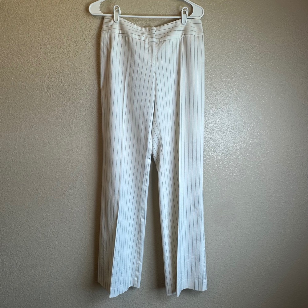 Fashionista White Gold Metallic Pinstripe Dress Pants Trousers Sz 4 Made in USA